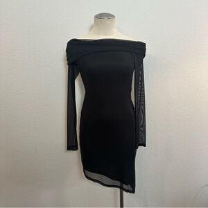 ASOS ASYOU Mesh Bardot Asymmetric Hem Mini Dress 362